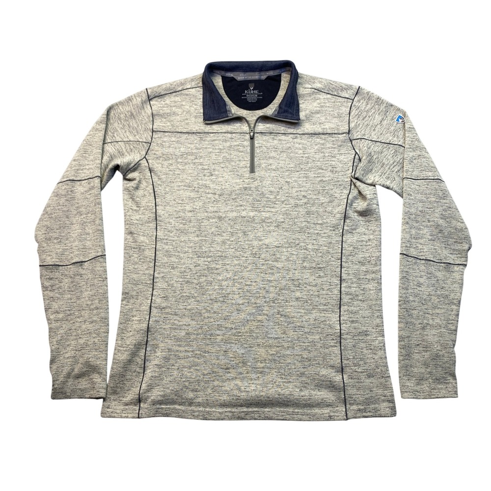 Kuhl Mens Ryzer Quarter Zip Sweater Pullover Gray Heathered Thumbhole Cuffs Sz M